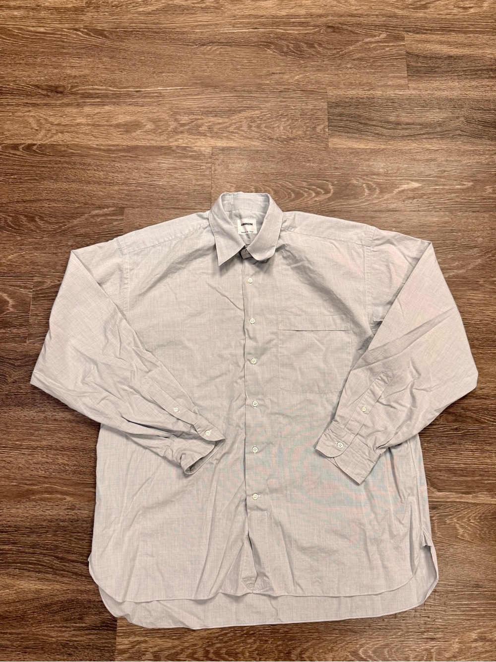 Lorenzini Italy Gray Cotton Dress Shirt 43/17 Large Luxury Made in Italy